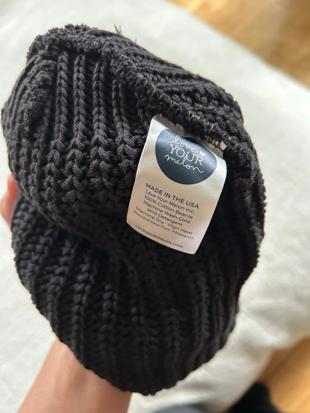 Love Your Melon 100% cotton black beanie